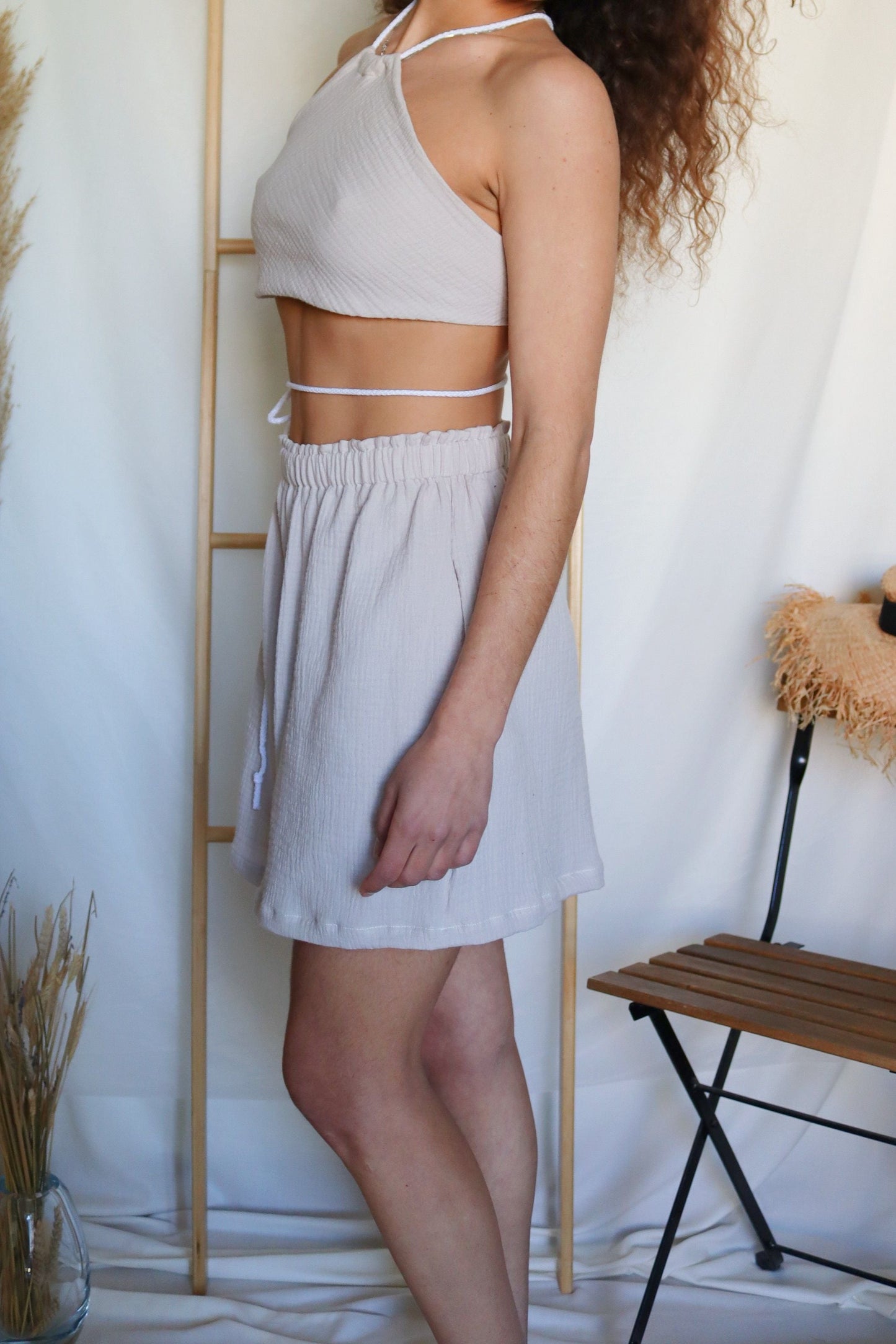 Sandy Beige Organic Cotton Summer Shorts