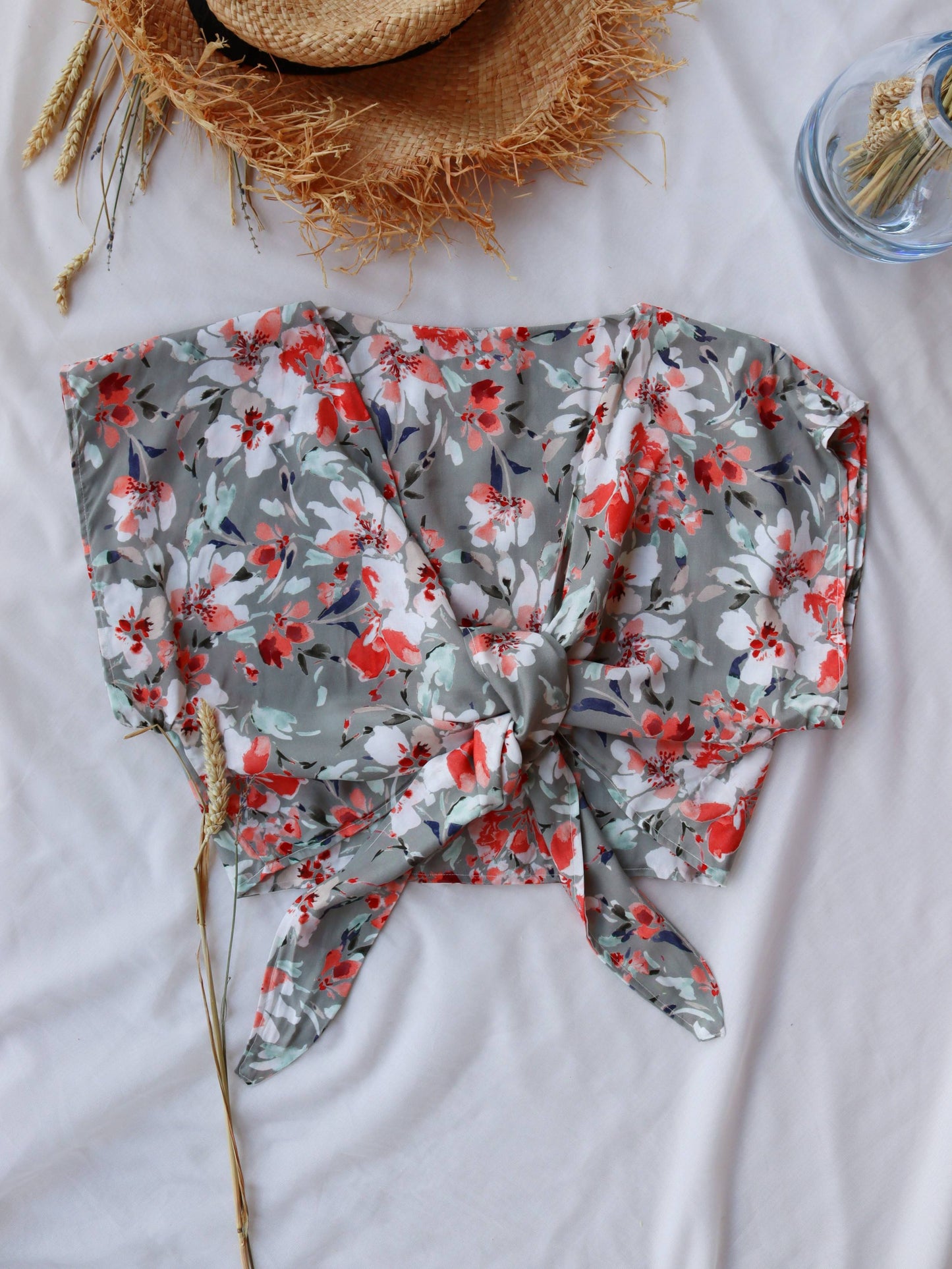 Floral Deadstock Viscose Summer Tie Up Top