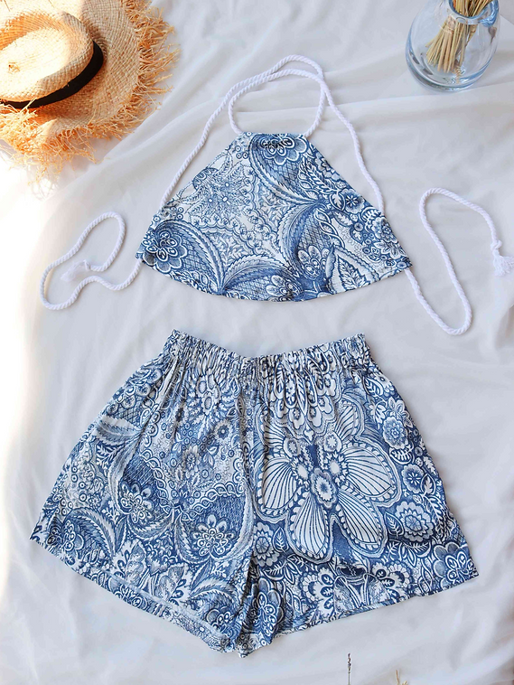 Blue Vibes Luxury Summer Shorts Set