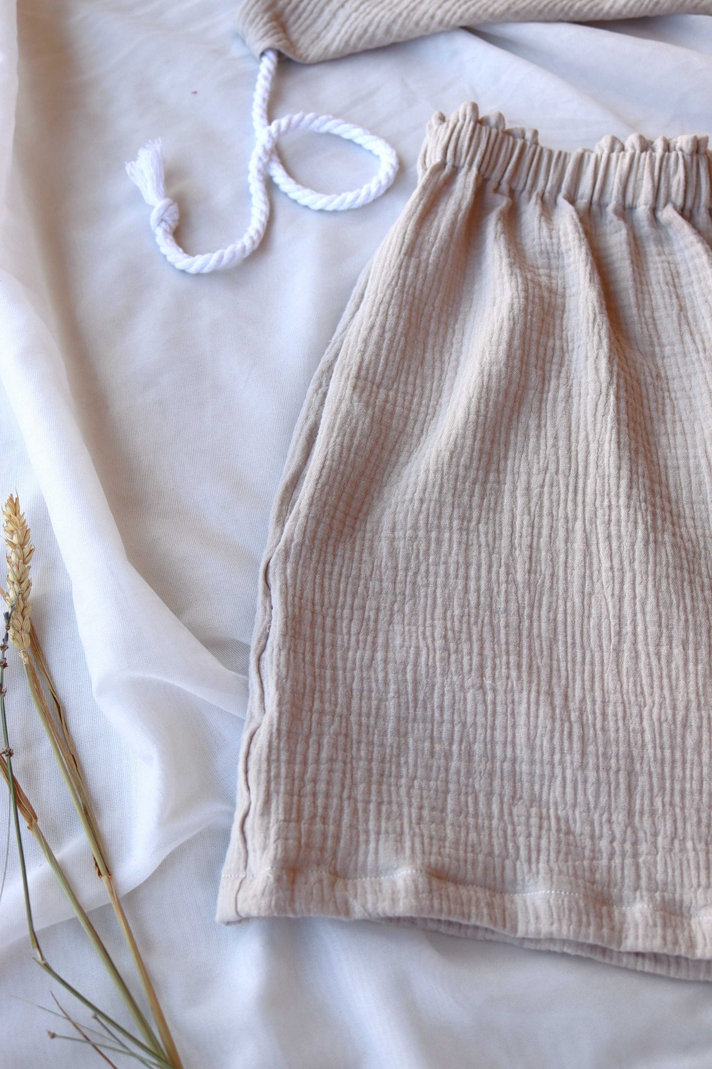 Sandy Beige Organic Cotton Summer Shorts