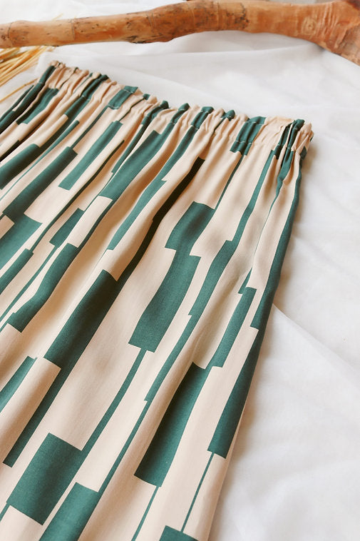 Ecovero Beige-Green Summer Maxi Skirt
