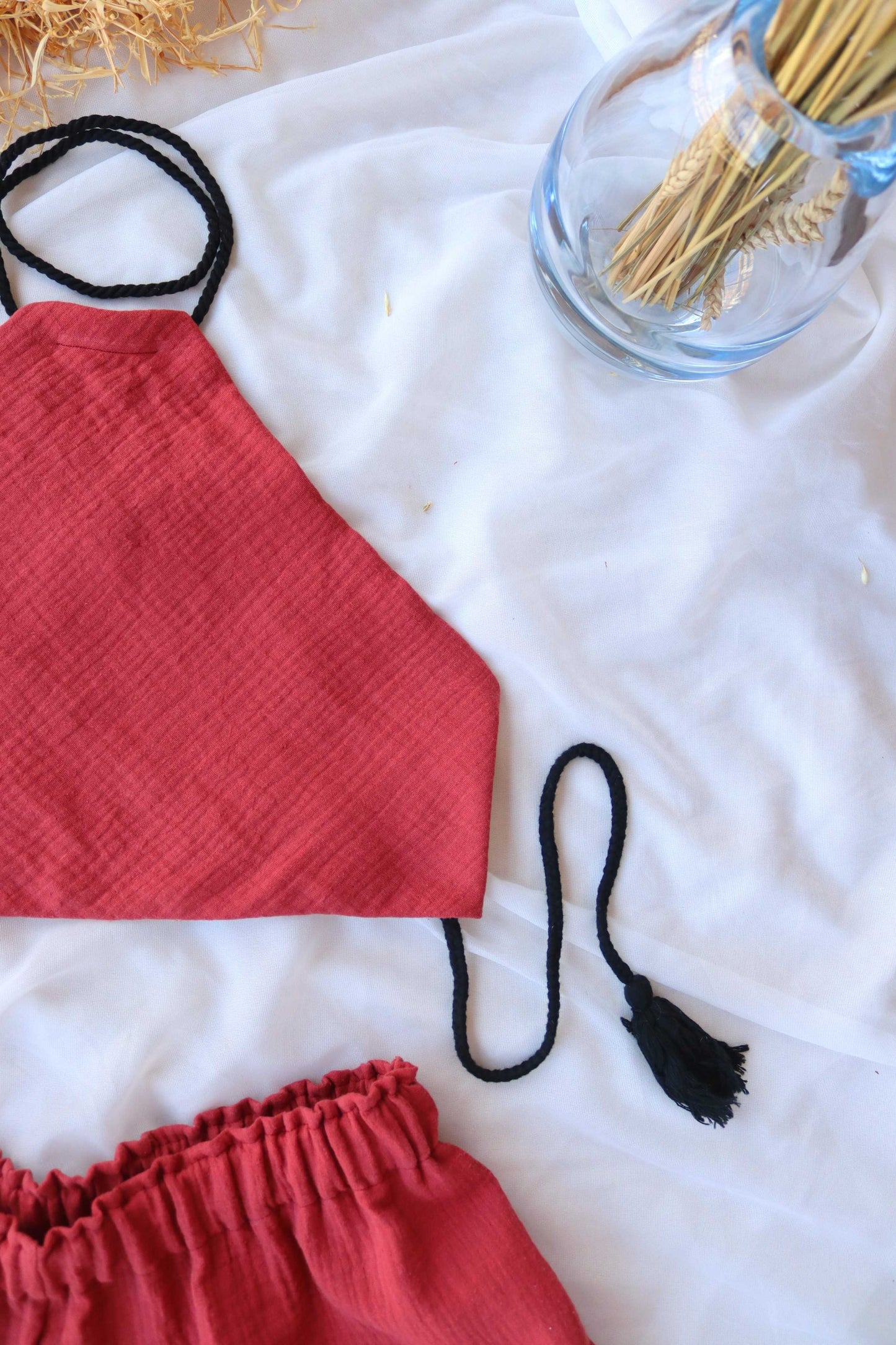 Dark Red Organic Cotton Summer Triangle Top