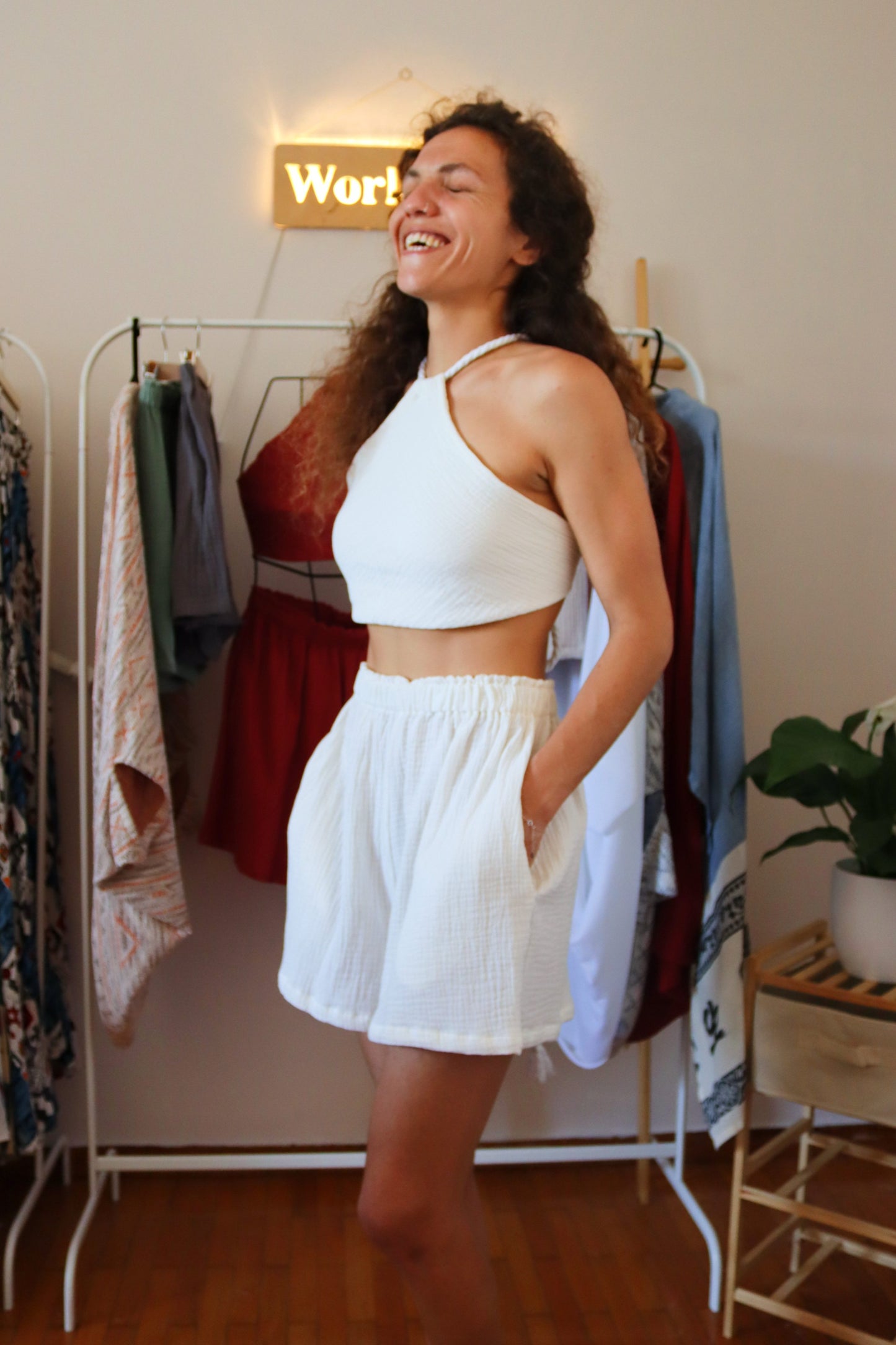 Organic Cotton Summer Shorts and Top Set | White