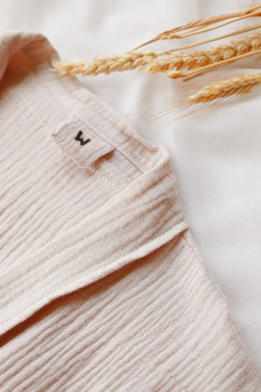 Sandy Beige Summer Kimono Wrap Dress