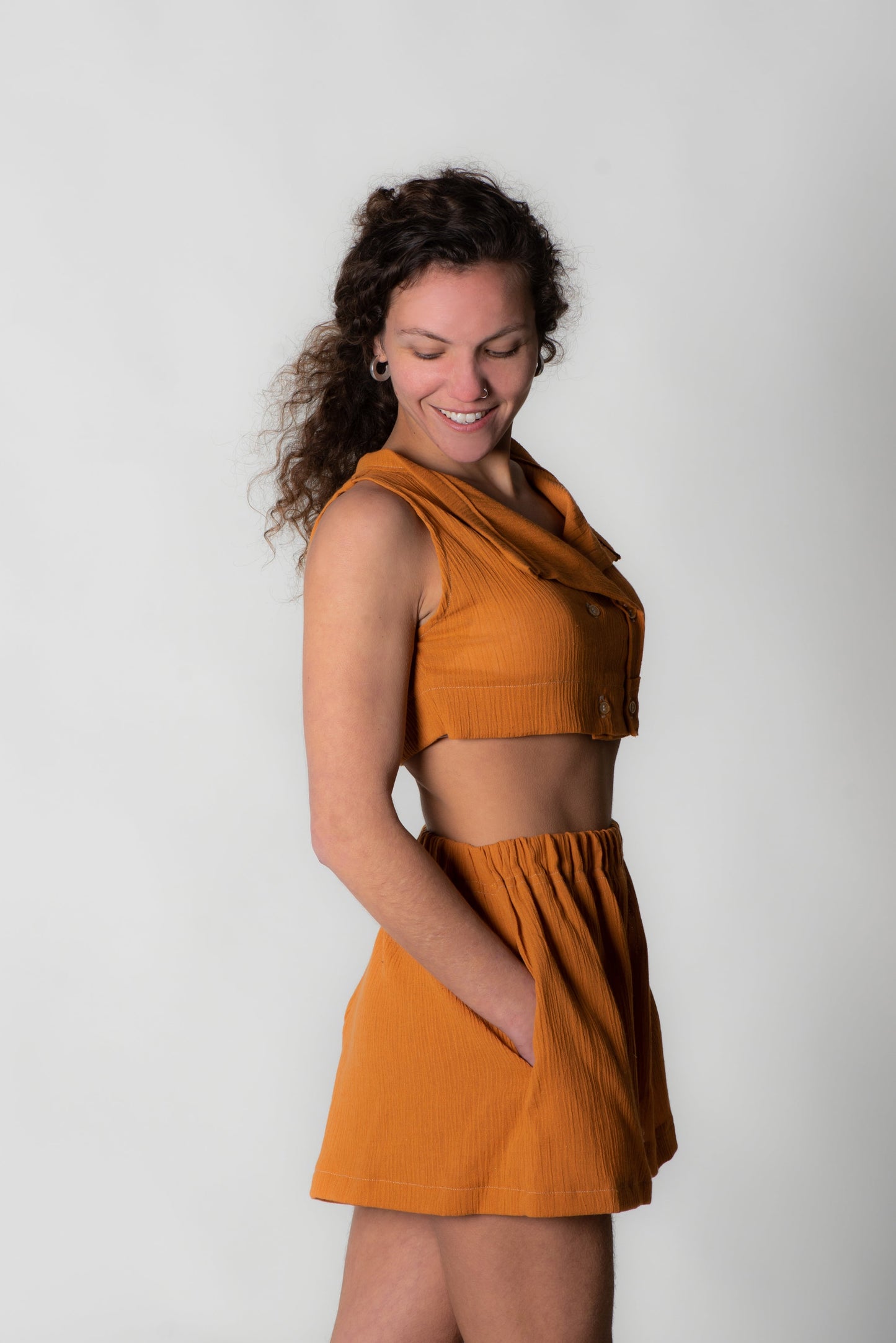 The Crop Top & Shorts Set - Mustard