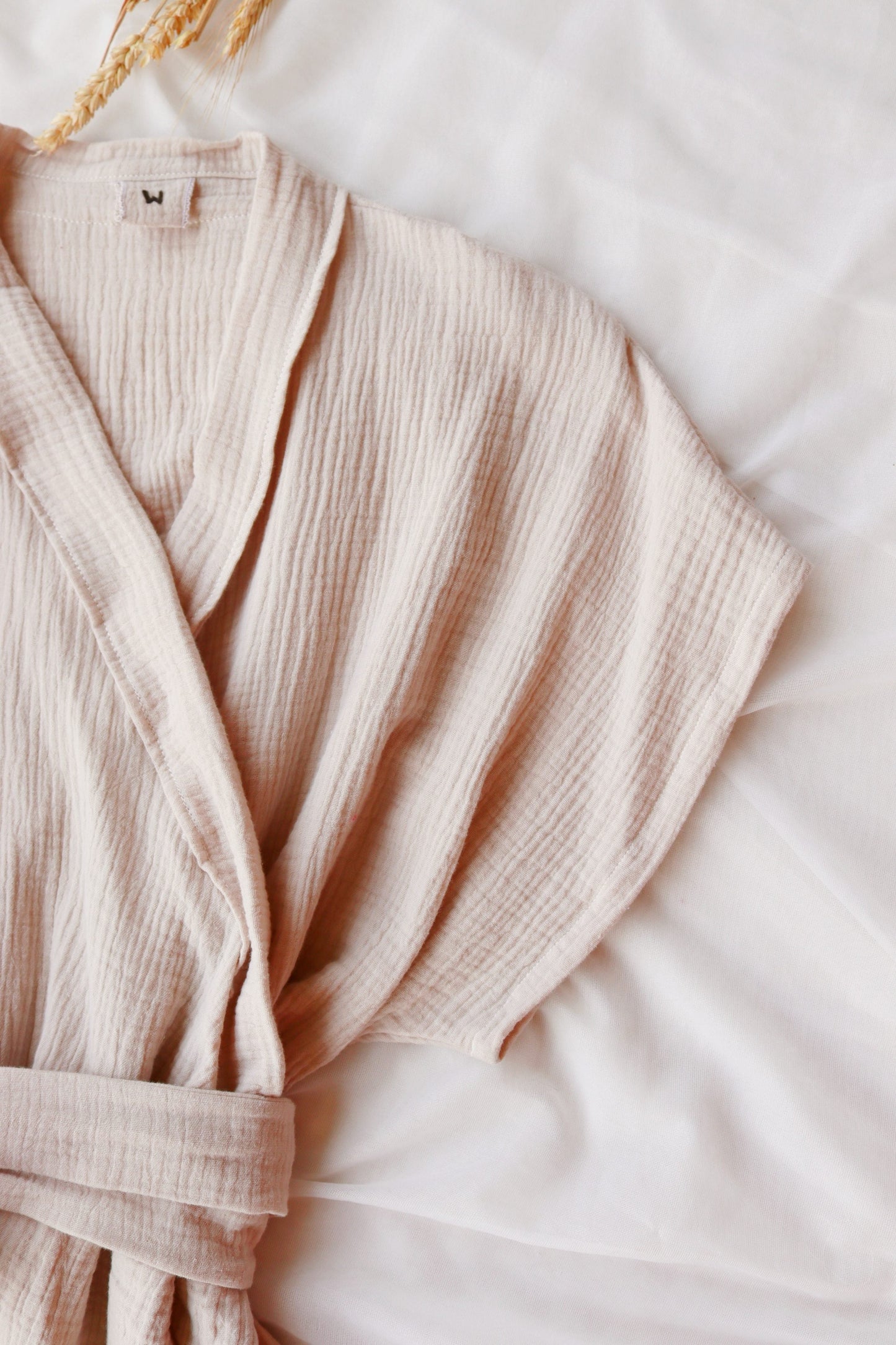 Sandy Beige Summer Kimono Wrap Dress