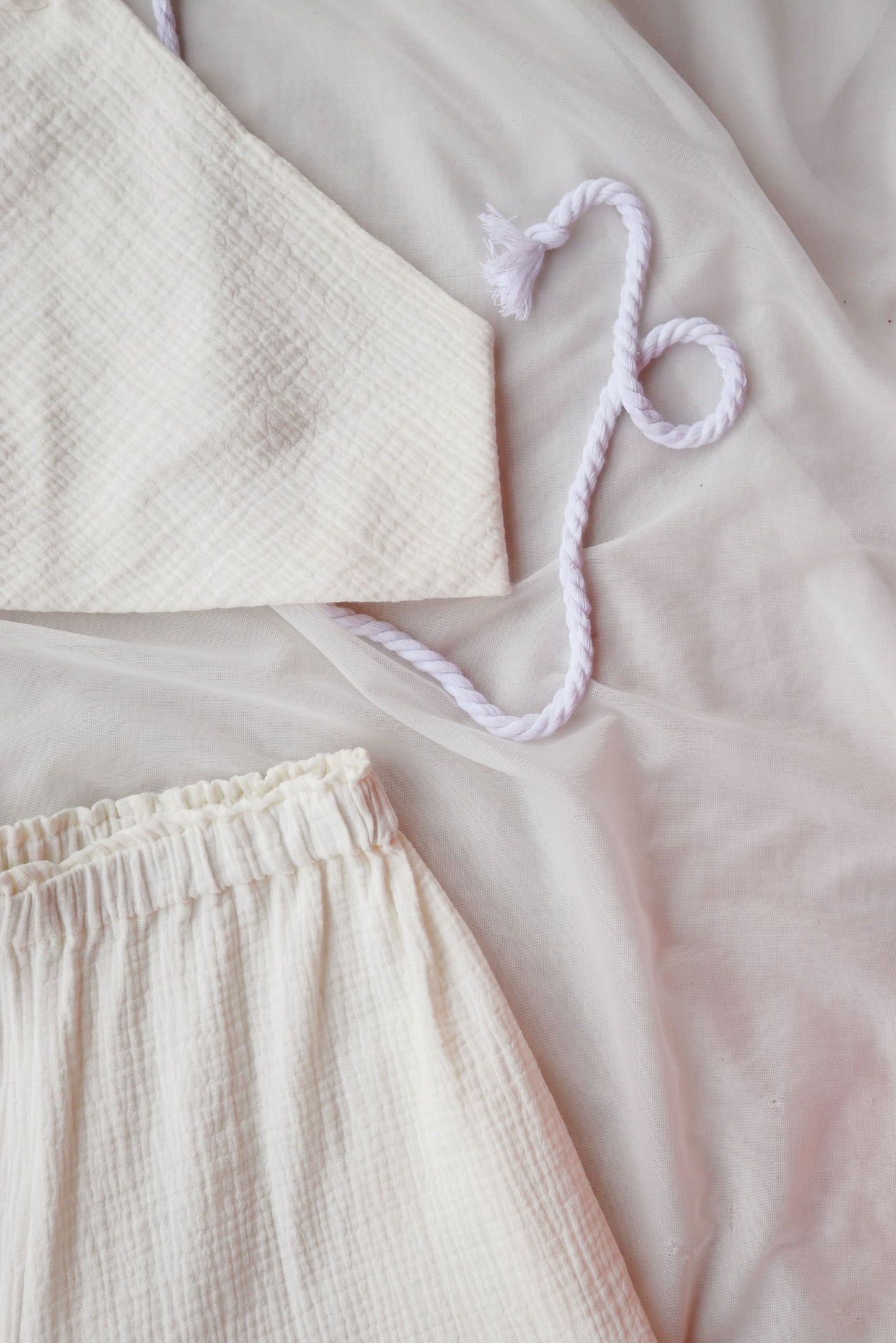 Organic Cotton Summer Shorts and Top Set | White