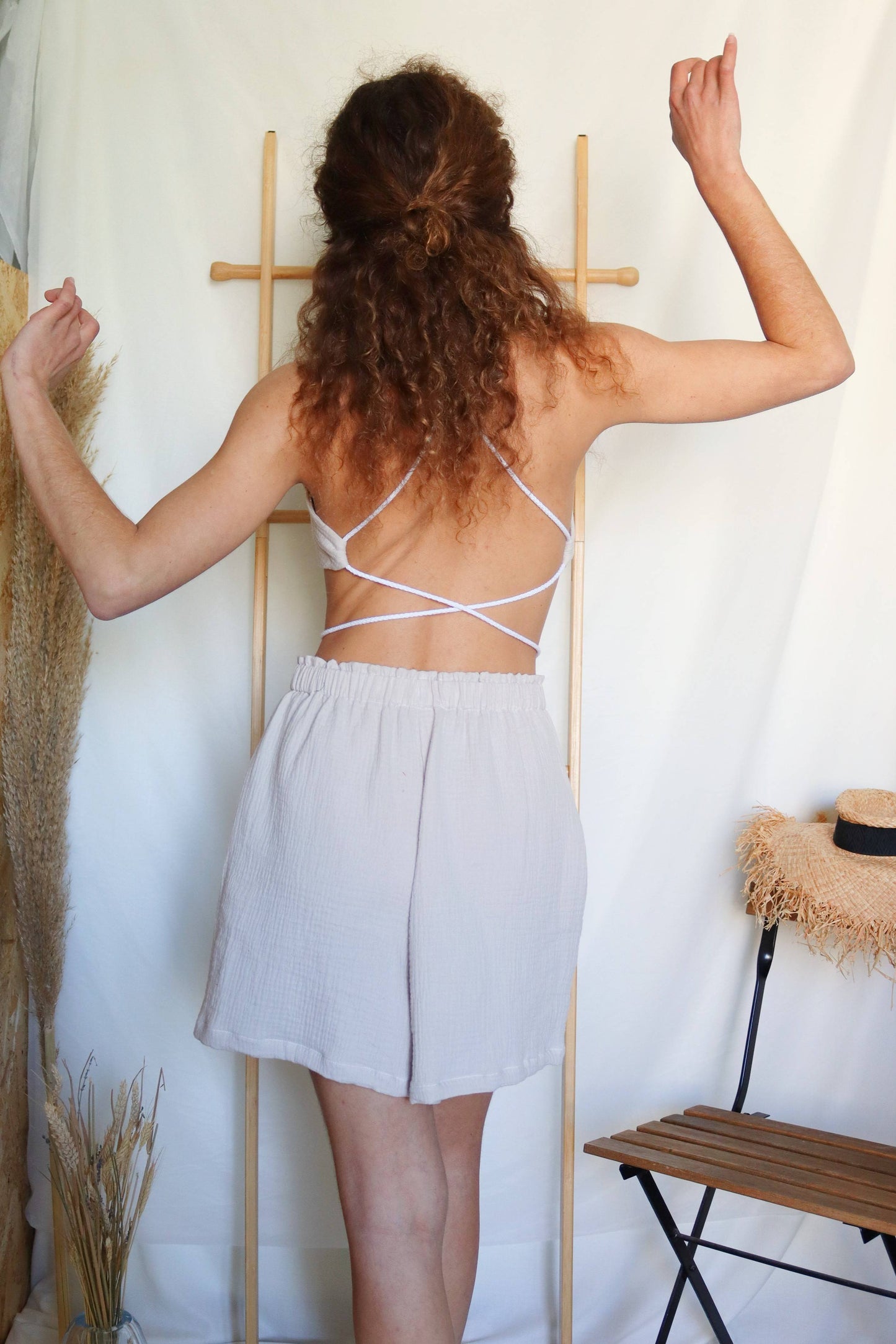 Sandy Beige Organic Cotton Summer Shorts