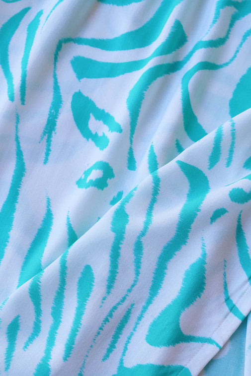White & Mint Print Deadstock Viscose Summer Skirt