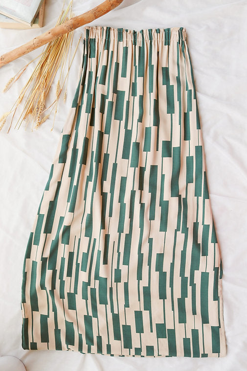 Ecovero Beige-Green Summer Maxi Skirt