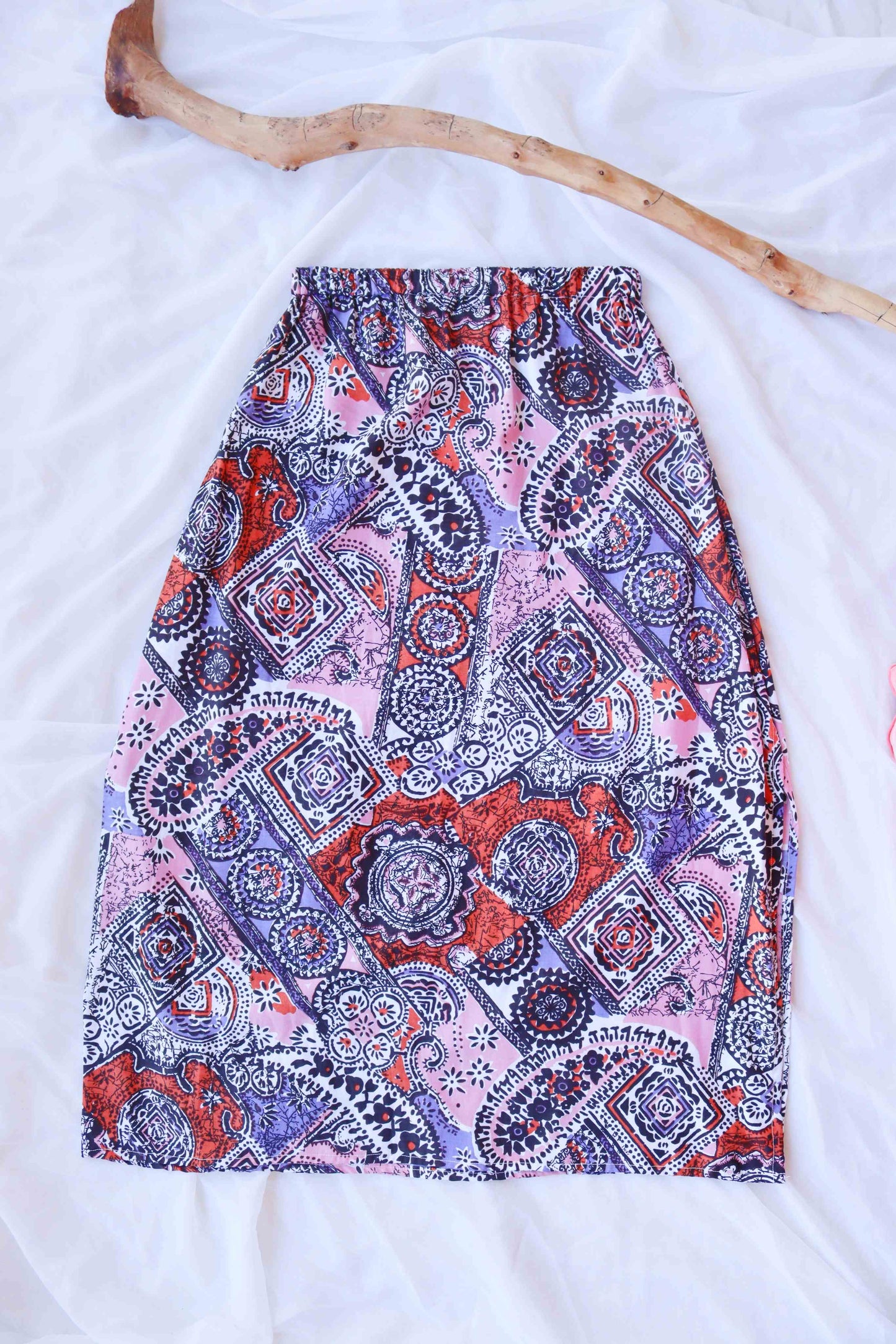 Vibrant Print Deadstock Viscose Summer Skirt