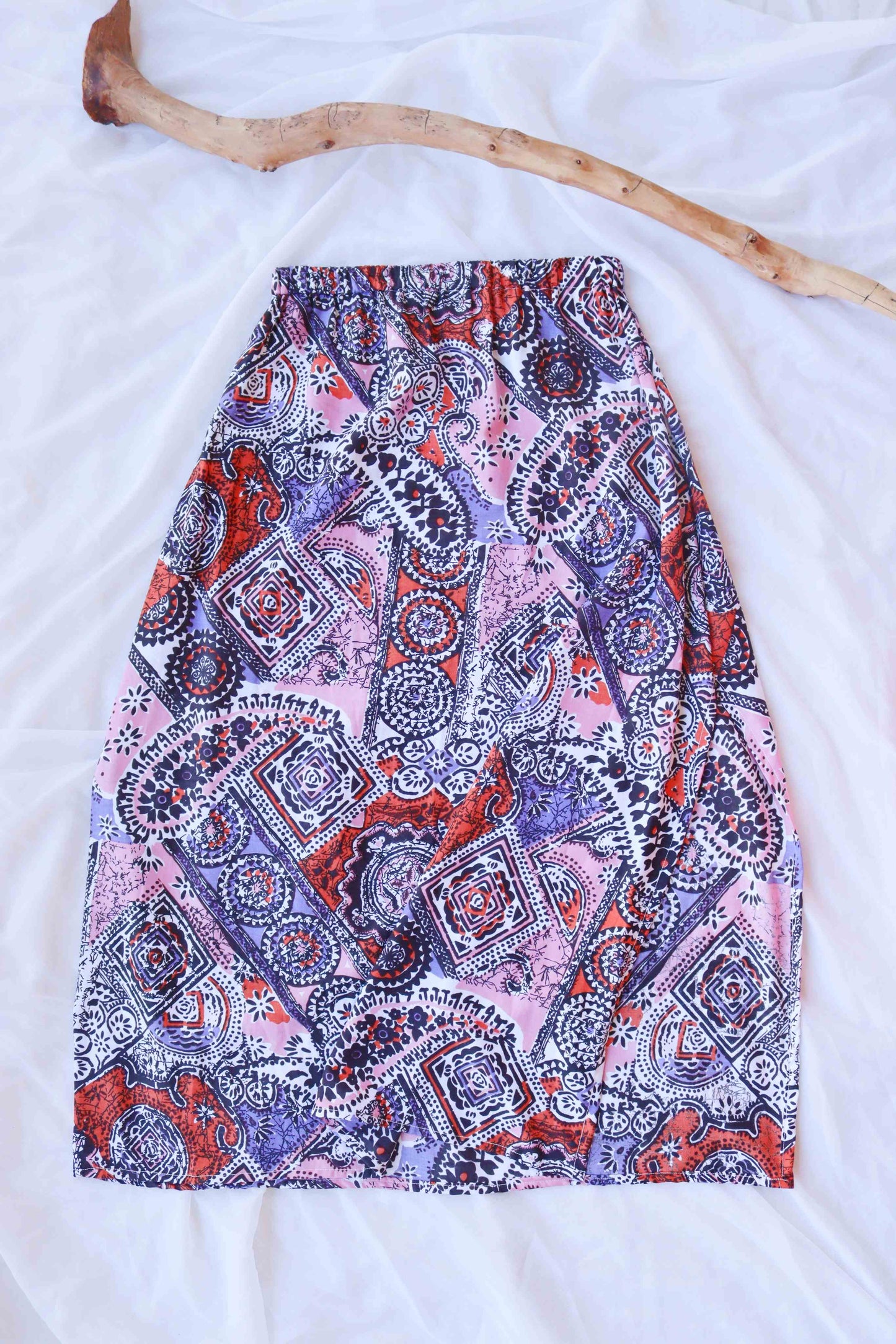 Vibrant Print Deadstock Viscose Summer Skirt