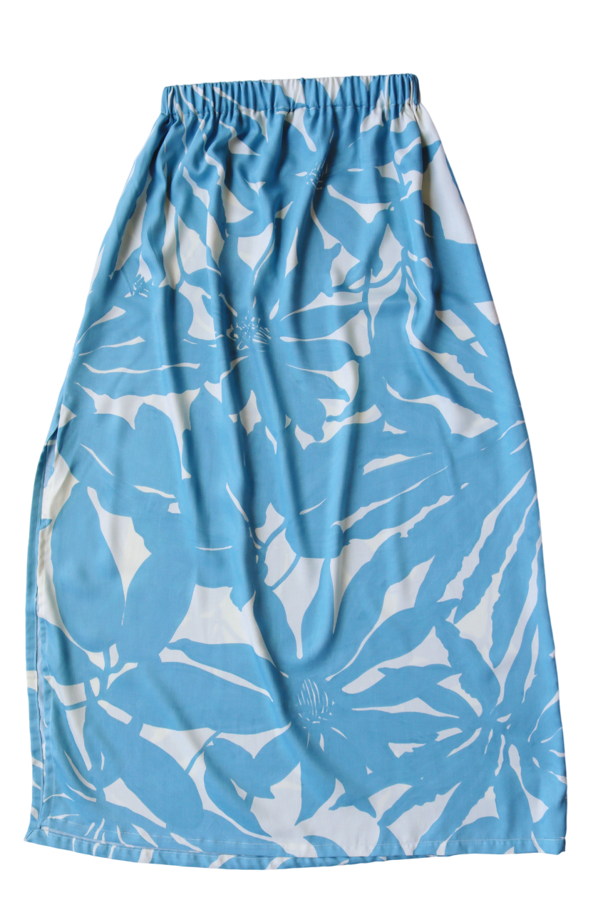 Blue Hues Deadstock Viscose Flowy Maxi Skirt – Floral Summer Skirt