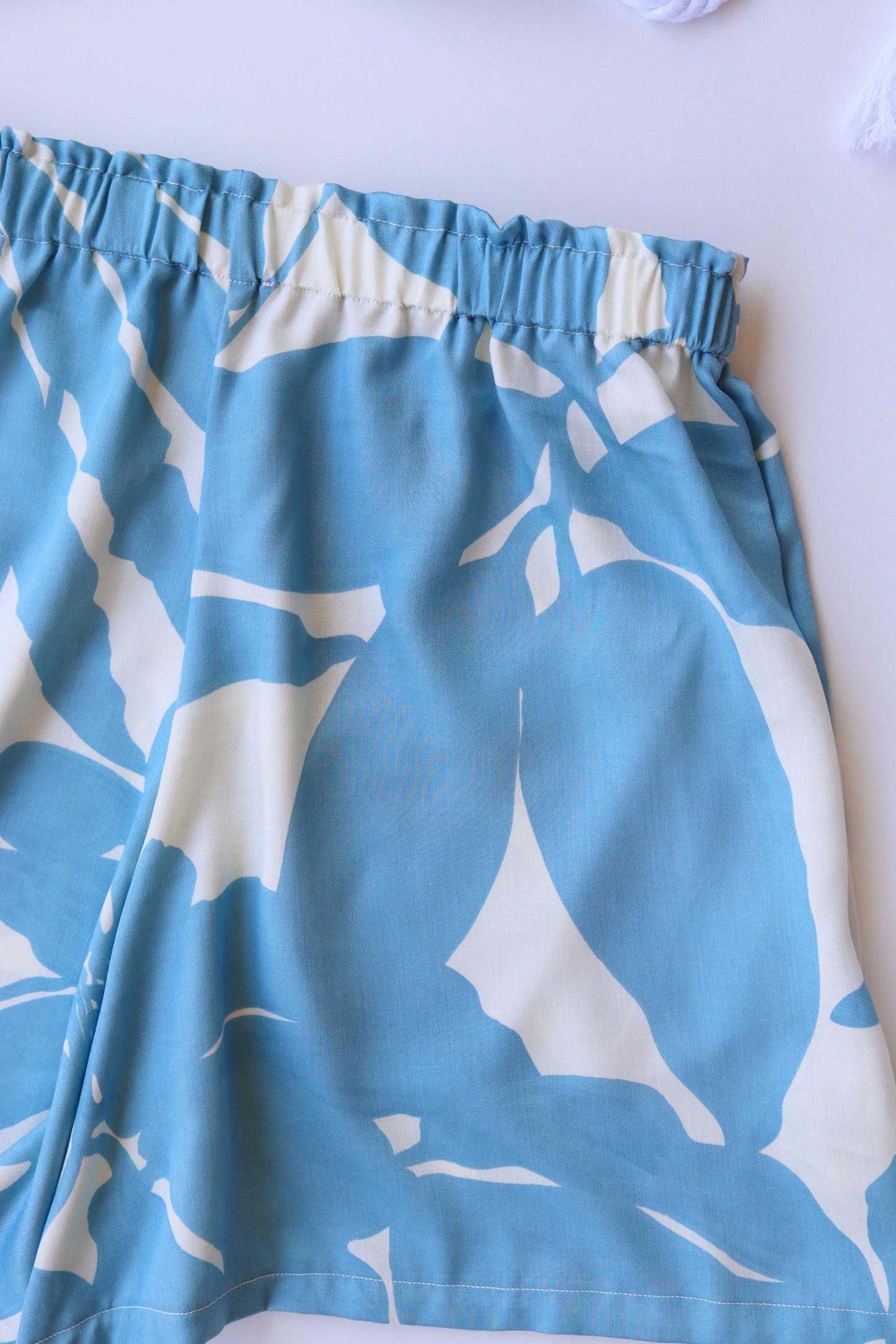 Blue Hues Summer Shorts – Abstract Floral Romance
