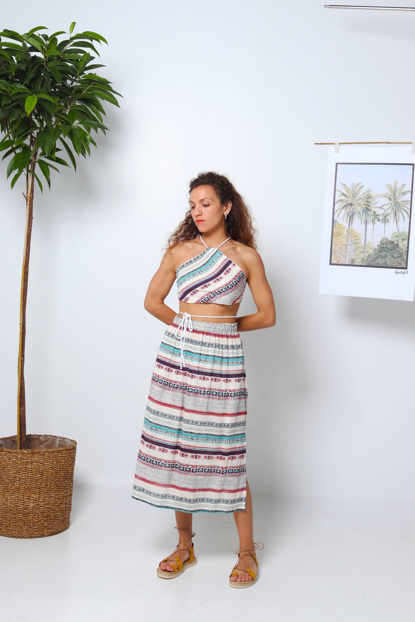 Boho Vibes Deadstock Viscose Flowy Skirt – Earthy Boho Summer Skirt