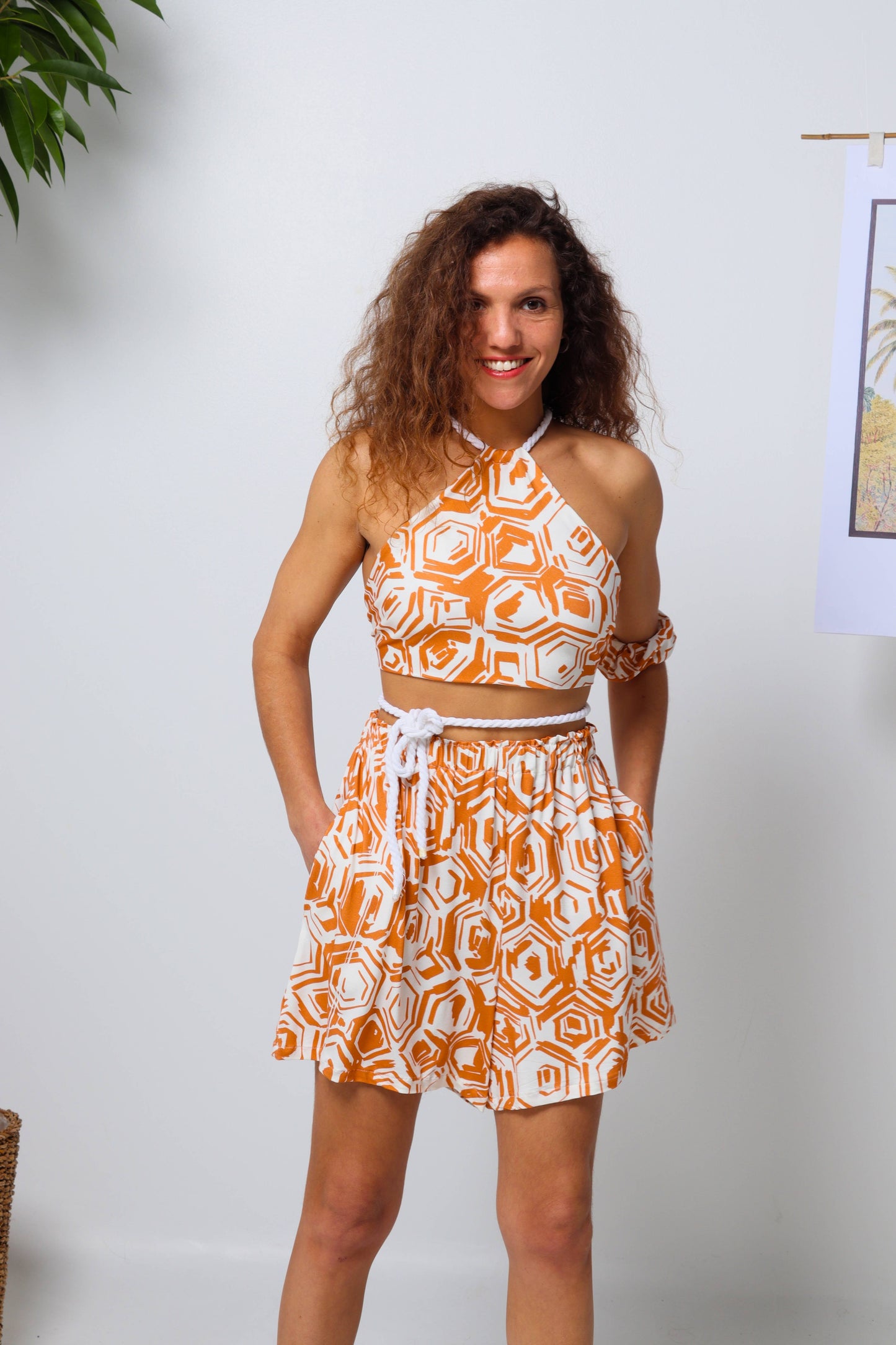 Dark Orange Hues Summer Shorts