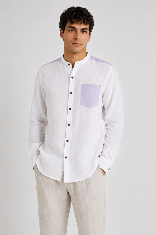 Orion Linen Shirt - Mist Lavender