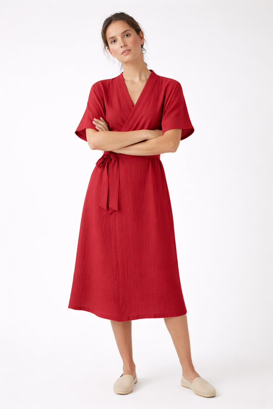 Dark Red Terra Wrap Dress