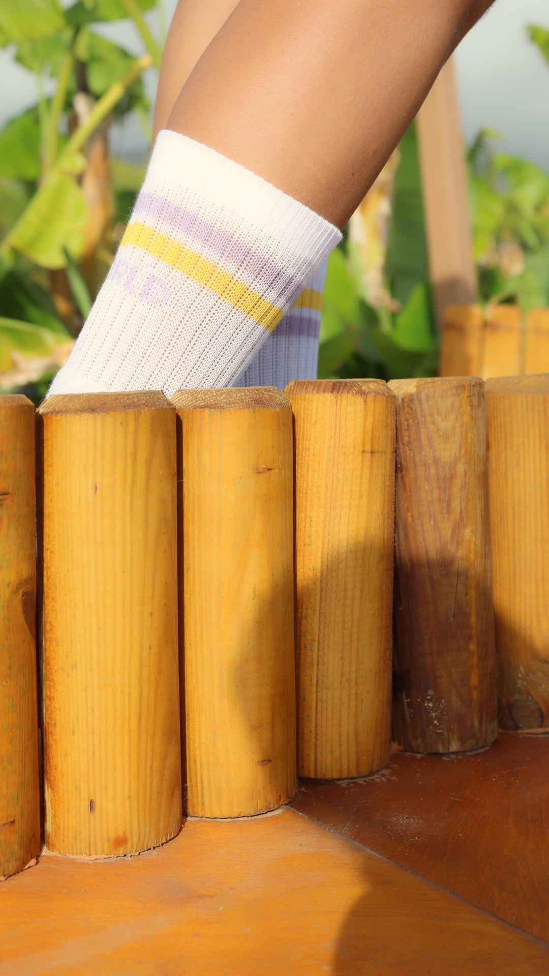 Lila & Yellow “WorldWild” Striped Athletic Cotton Socks