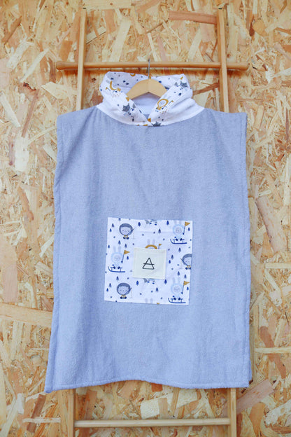 Blue-Grey Hues Poncho Towel