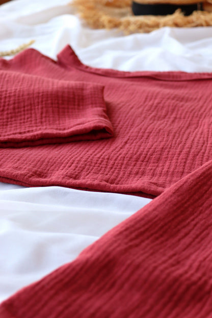Organic Cotton Dark Red Spring Top