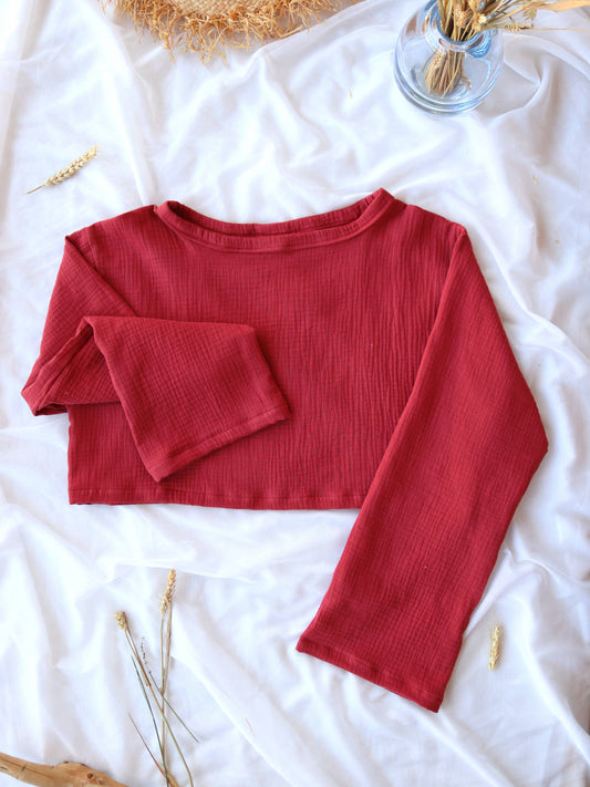 Organic Cotton Dark Red Spring Top