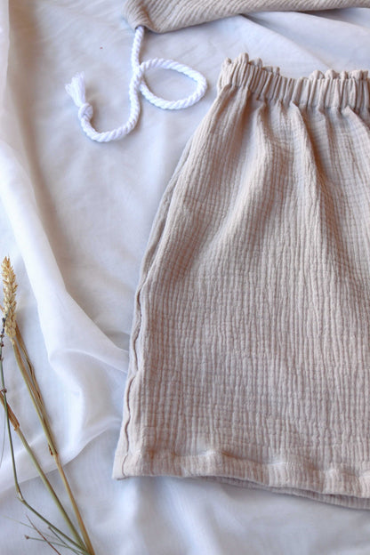 Sandy Beige Organic Cotton Summer Shorts