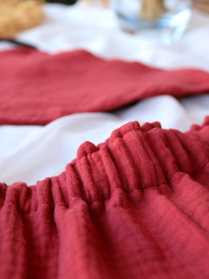 Dark Red Organic Cotton Summer Shorts and Top Set