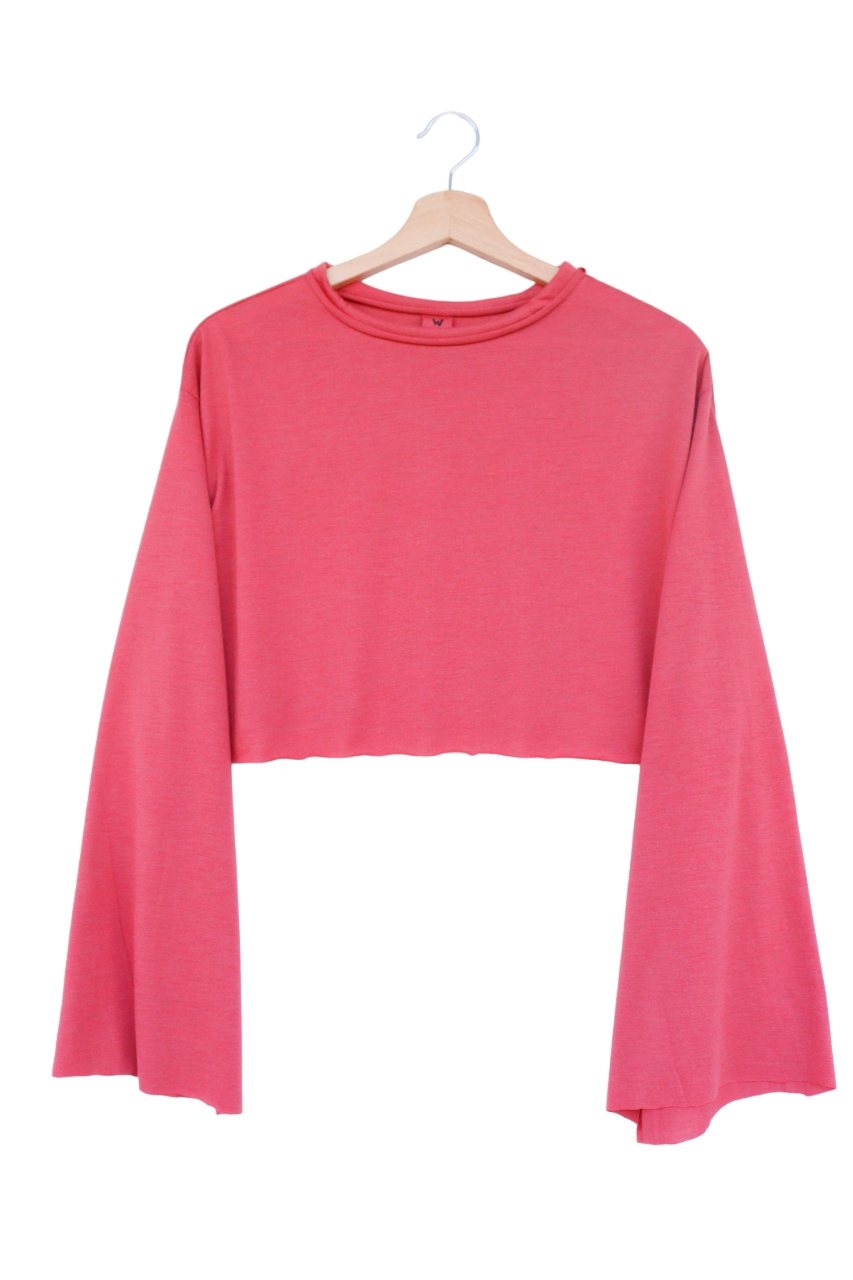 Long Sleeve Crop Top - Dark Orange
