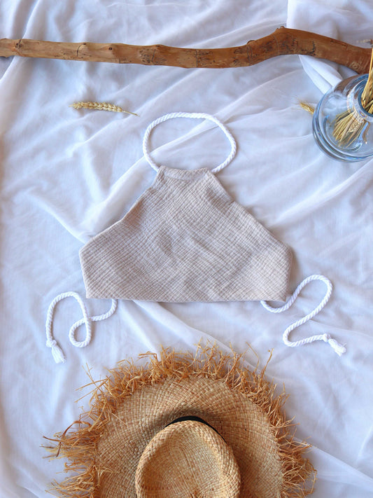 Sandy Beige Organic Cotton Summer Triangle Top