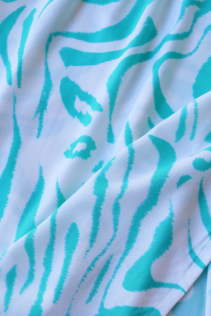 White & Mint Print Deadstock Viscose Summer Skirt