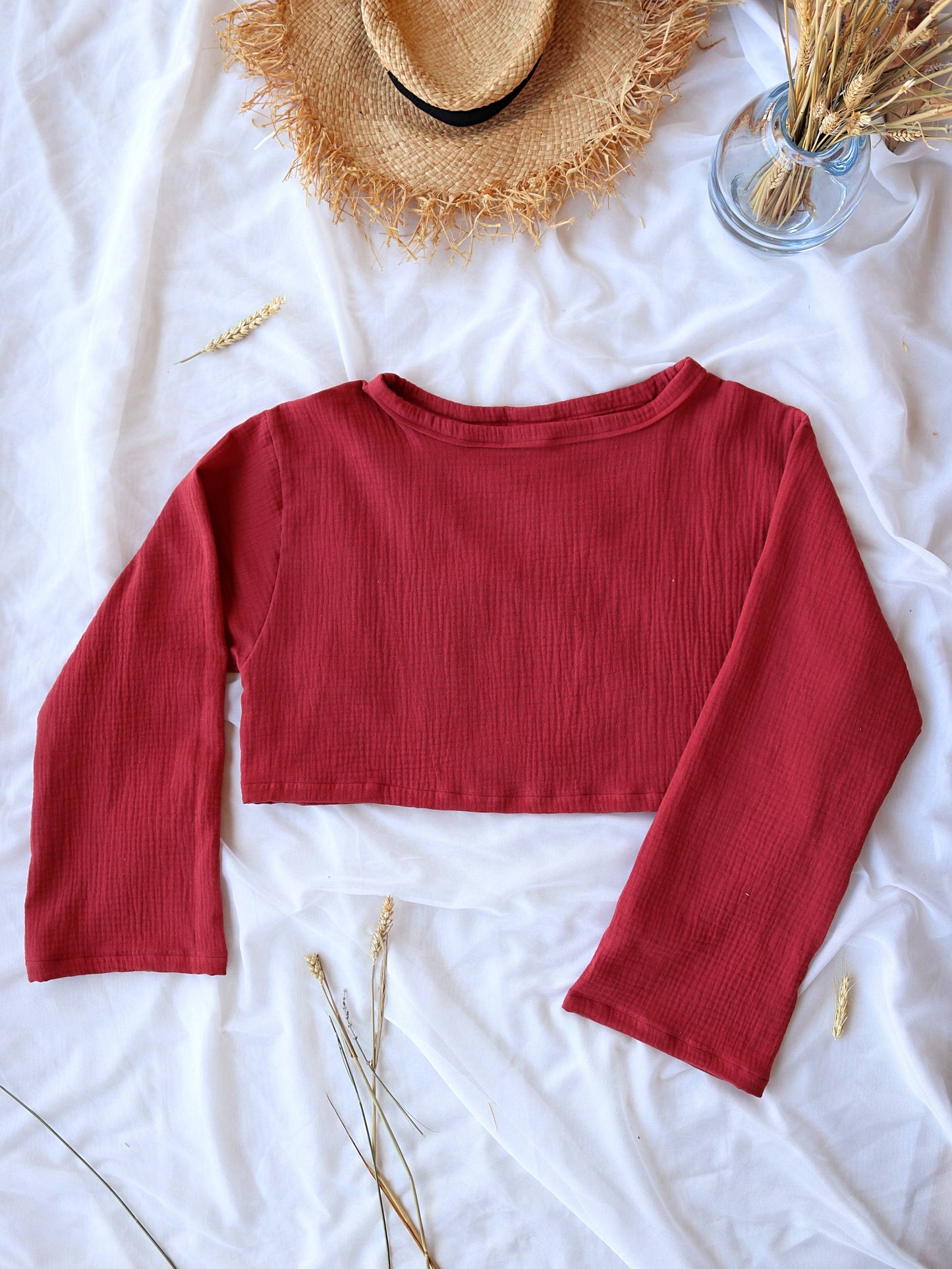 Organic Cotton Dark Red Spring Top