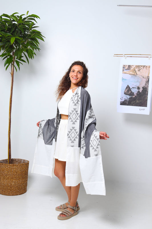 Boho Grey Elegance - The Summer Shawl