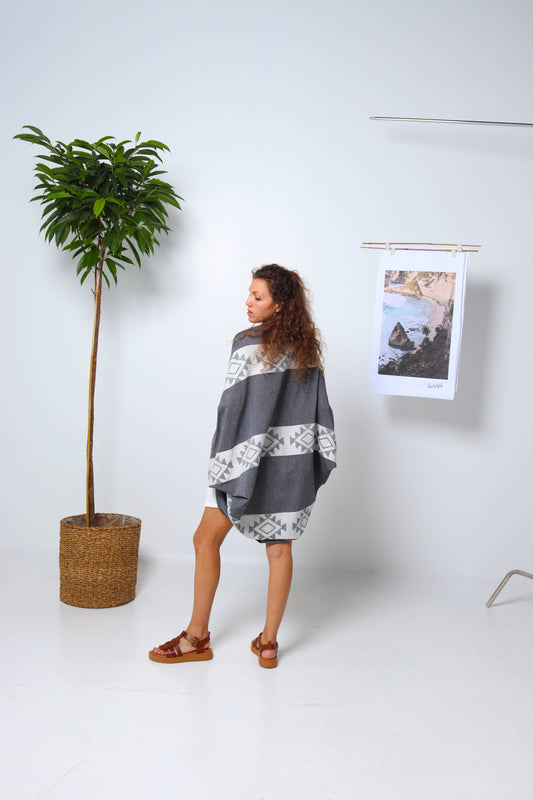 Boho Grey Elegance - The Kimono Jacket