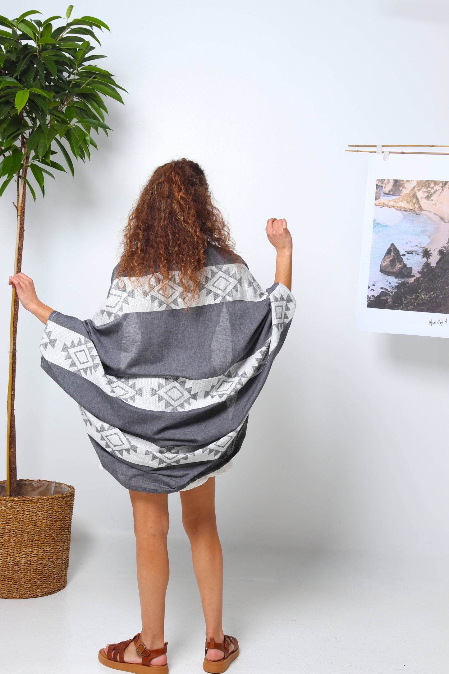 Boho Grey Elegance - The Kimono Jacket