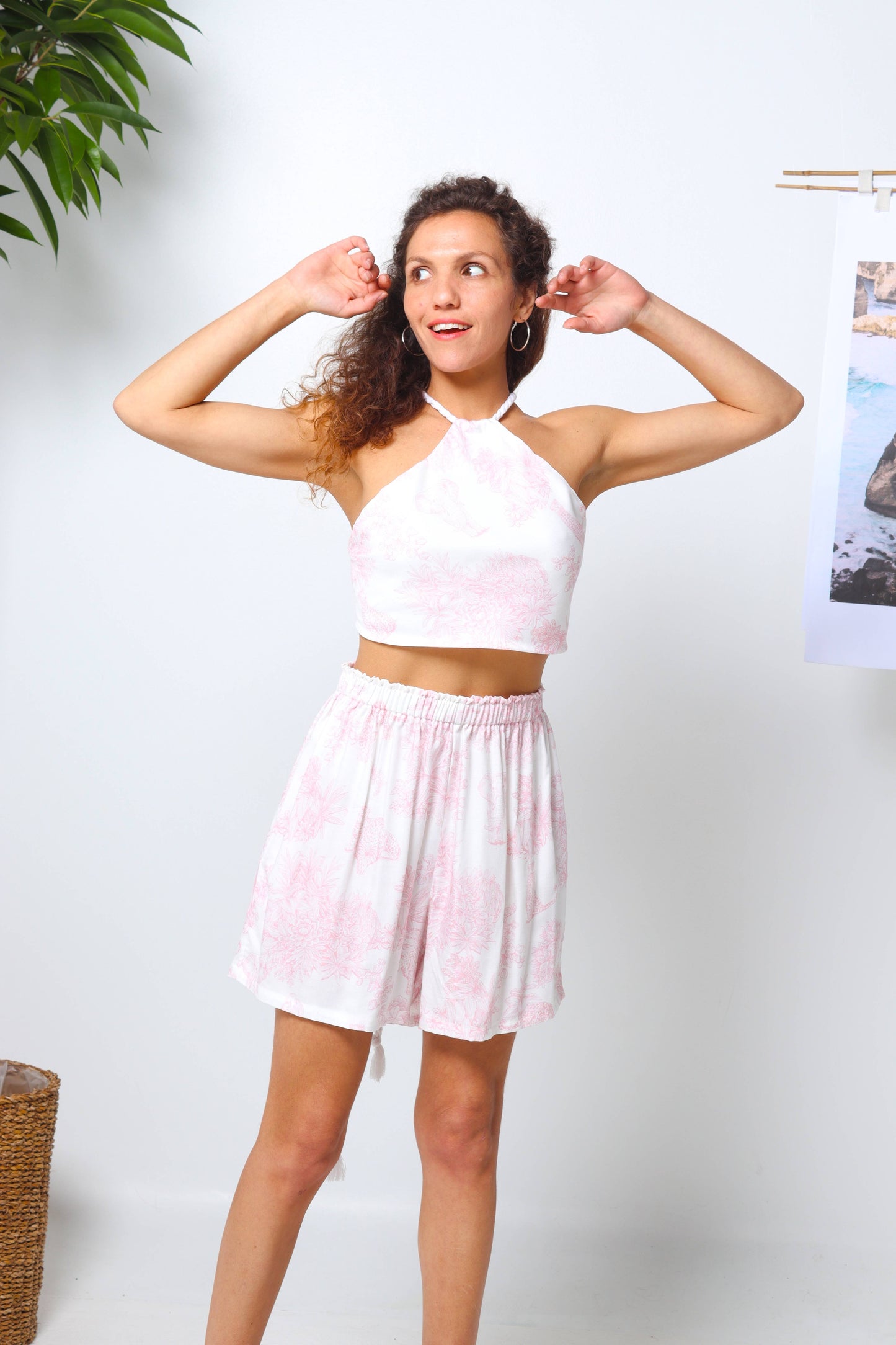 Pink Jungle Deadstock Viscose High Waisted Shorts – Wild Romantic Summer Shorts