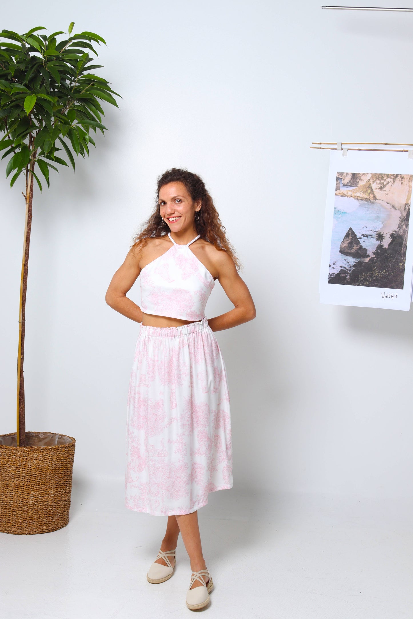 Pink Jungle Deadstock Viscose Skirt – Free-Spirited Jungle Summer Skirt