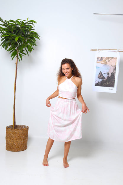 Pink Jungle Deadstock Viscose Skirt – Free-Spirited Jungle Summer Skirt