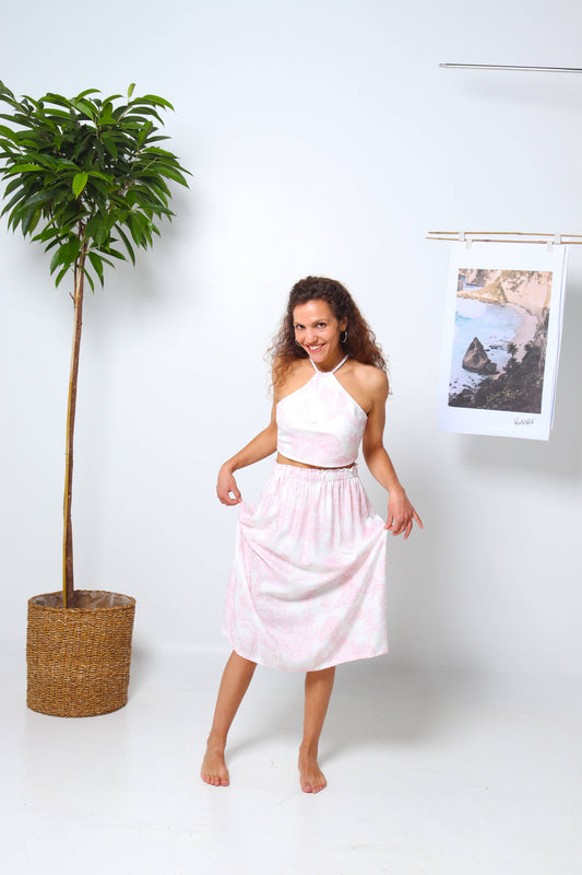 Pink Jungle Deadstock Viscose Skirt – Free-Spirited Jungle Summer Skirt