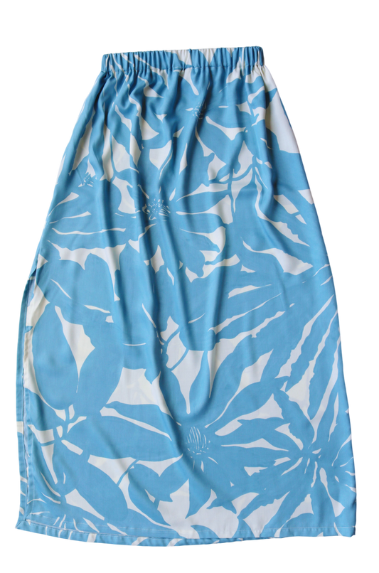 Blue Hues Deadstock Viscose Flowy Maxi Skirt – Floral Summer Skirt