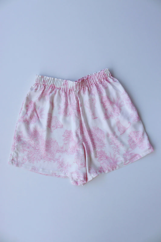 Pink Jungle Deadstock Viscose High Waisted Shorts – Wild Romantic Summer Shorts