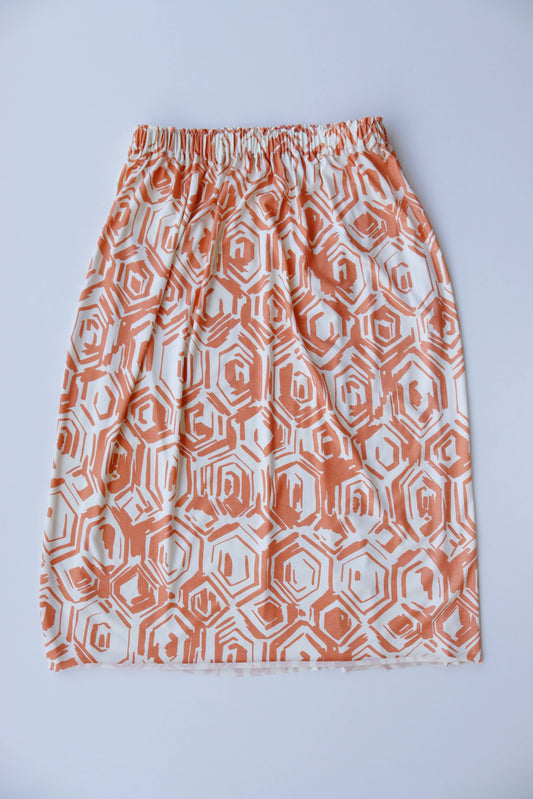 Dark Orange Hues Deadstock Viscose Skirt – Soft & Flowy Summer Skirt