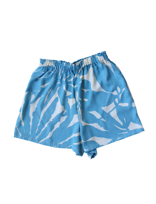 Blue Hues Summer Shorts – Abstract Floral Romance