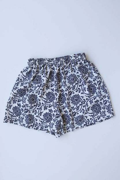 Navy Blooms Deadstock Viscose High Waisted Shorts – Playful Fresh Summer Shorts