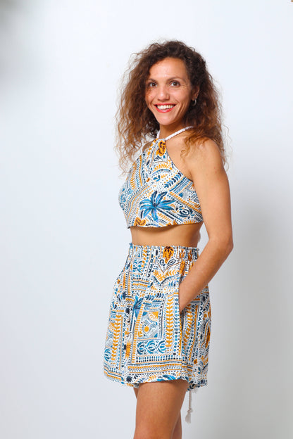 Palm Vibes Deadstock Viscose Summer Shorts – Vibrant Tropical Shorts