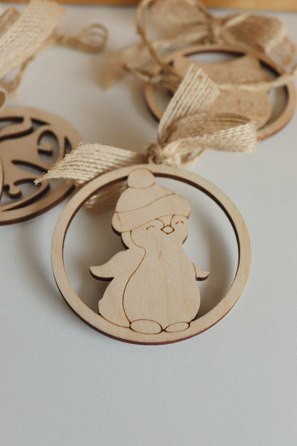 Wooden Christmas Decorations - Penguin