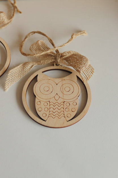Wooden Christmas Decorations - Owl