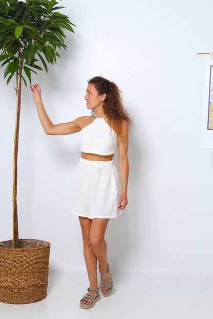 Organic Cotton Summer Shorts and Top Set | White