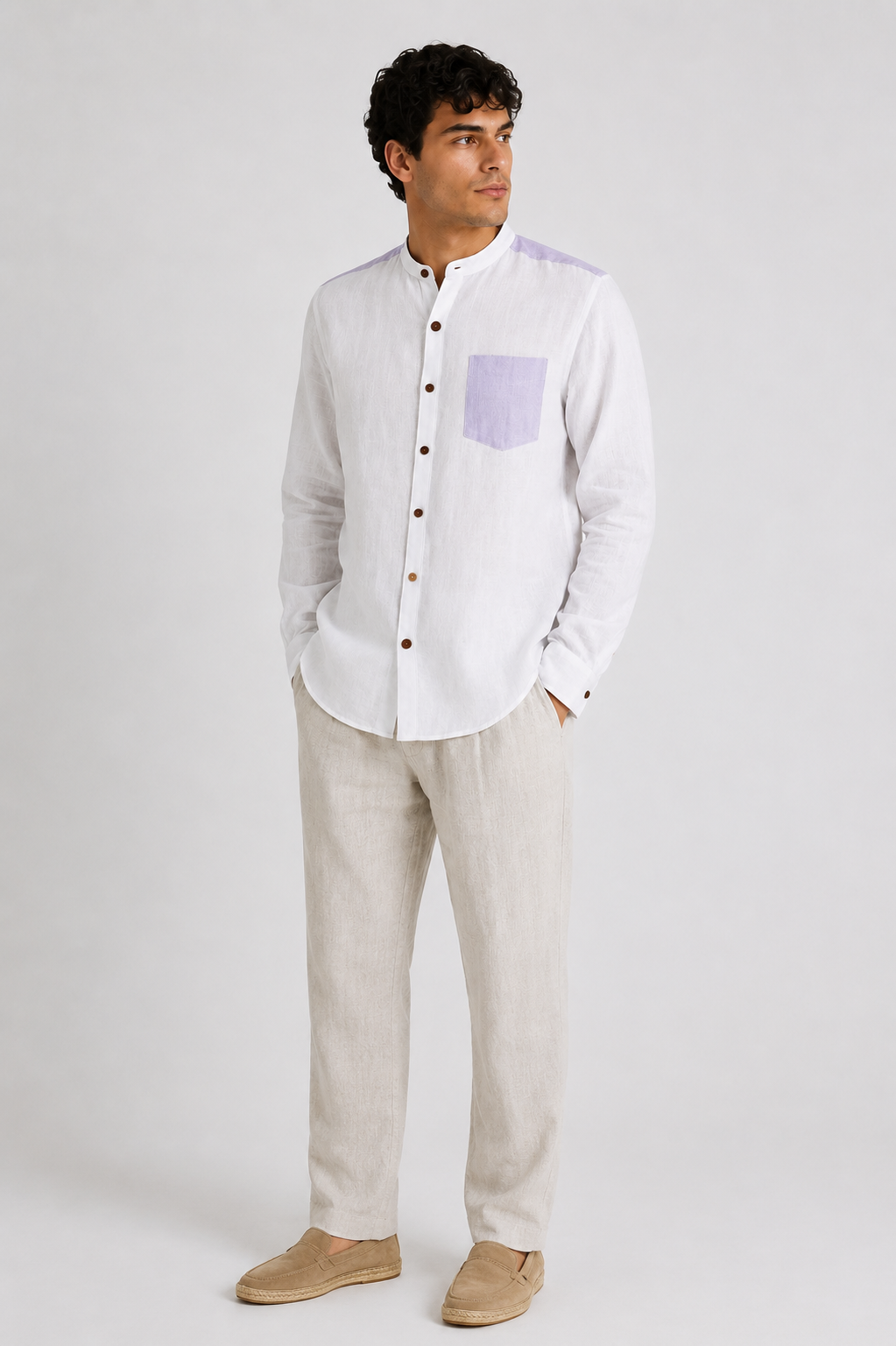 Orion Linen Shirt - Mist Lavender