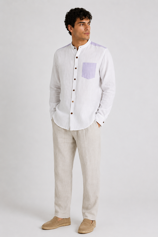 Orion Linen Shirt - Mist Lavender
